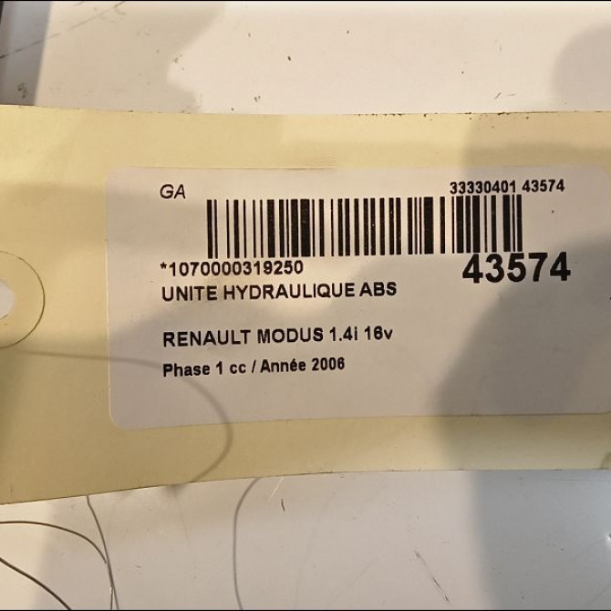 Unité hydraulique ABS occasion RENAULT MODUS Phase 1 09-2004->12-2007 1.4i 16v 3