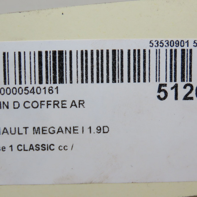 Verin droit coffre arrière occasion RENAULT MEGANE I Phase 1 04-1995->04-1999 1.9D 64ch 7700838612 3