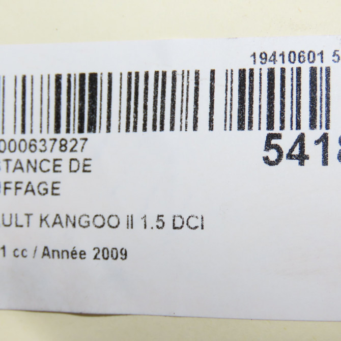Resistance de chauffage occasion RENAULT KANGOO II Phase 1 01-2008->03-2013 1.5 DCI 85ch 7701068986 5