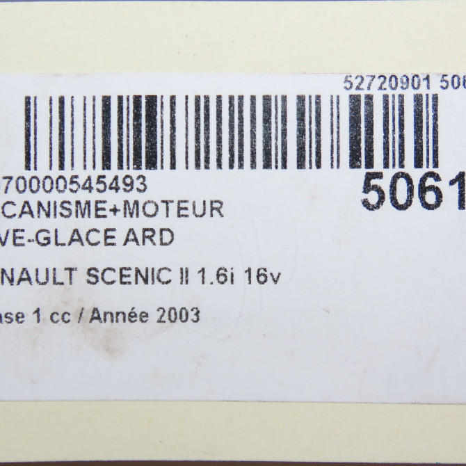 Mecanisme+moteur leve-glace ard occasion RENAULT SCENIC II Phase 1 03-2004->09-2006 1.6i 16v 8201010934 6