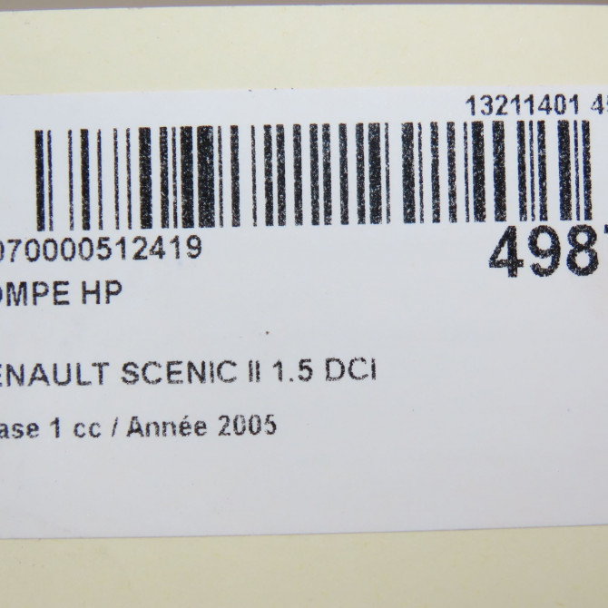 Pompe hp occasion RENAULT SCENIC II Phase 1 03-2004->09-2006 1.5 DCI 105ch 167008859R 6