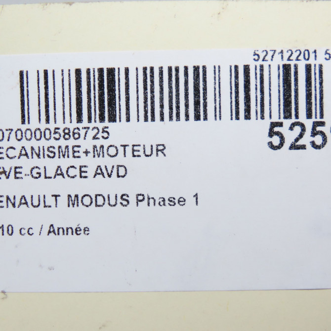 Mecanisme + moteur lève-glace avant droit occasion RENAULT MODUS Phase 1 09-2004->12-2007 8200748379 8
