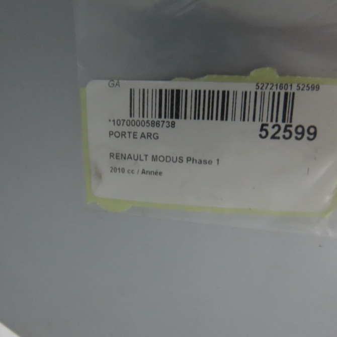 Porte arrière gauche occasion RENAULT MODUS Phase 1 09-2004->12-2007 821014094R 6