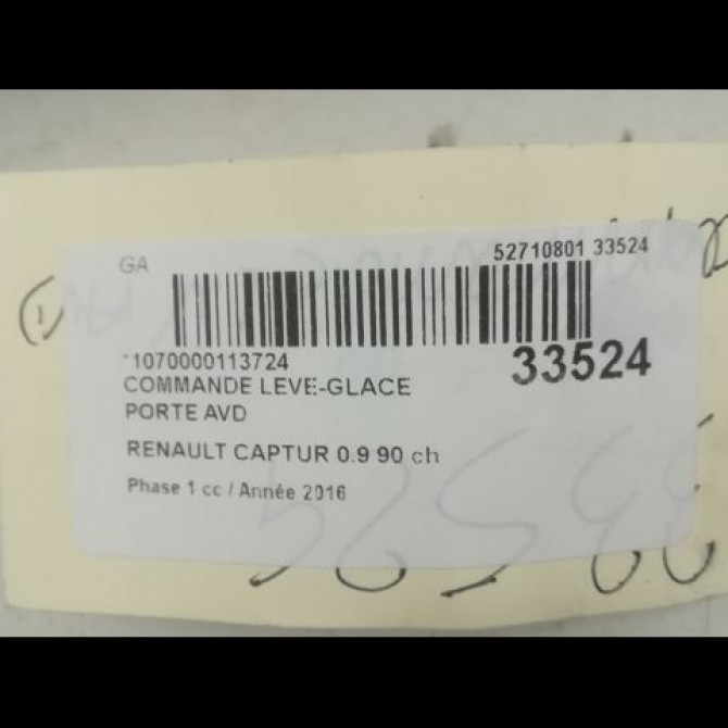 Commande lève-glace porte avant droite occasion RENAULT CAPTUR Phase 1 02-2013->... 0.9 90 ch 254218614R 3