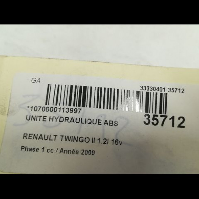 Unité hydraulique ABS occasion RENAULT TWINGO II Phase 1 06-2007->11-2011 1.2i 16v 75ch 8201078284 4