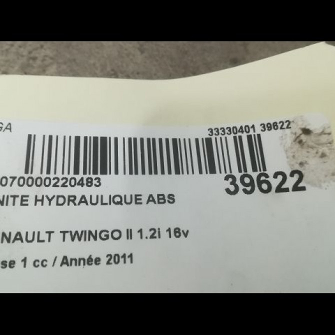 Unité hydraulique ABS occasion RENAULT TWINGO II Phase 1 06-2007->11-2011 1.2i 16v 75ch 8201078284 3