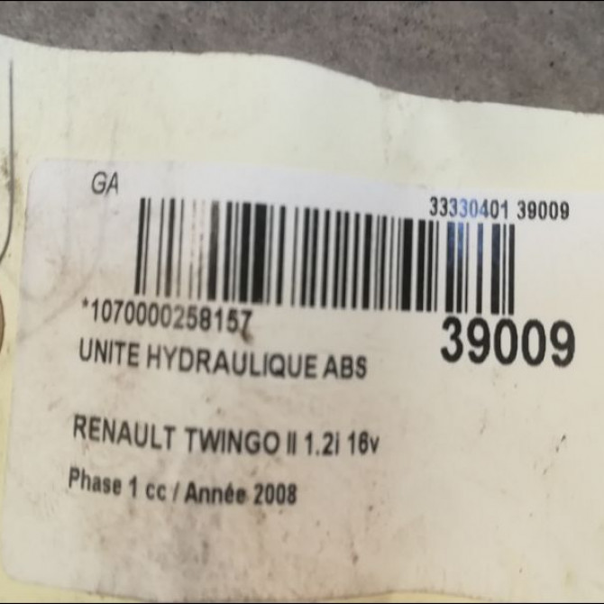 Unité hydraulique ABS occasion RENAULT TWINGO II Phase 1 06-2007->11-2011 1.2i 16v 75ch 8201078284 4