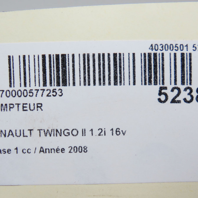 Compteur occasion RENAULT TWINGO II Phase 1 06-2007->11-2011 1.2i 16v 75ch 7701067278 8