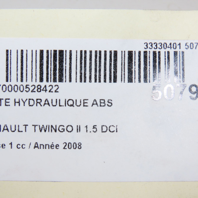 Unité hydraulique ABS occasion RENAULT TWINGO II Phase 1 06-2007->11-2011 1.5 DCI 65ch 8201078284 6