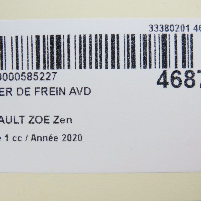 Etrier de frein avant droit occasion RENAULT ZOE Phase 1 10-2012->... Zen 410016073R 6