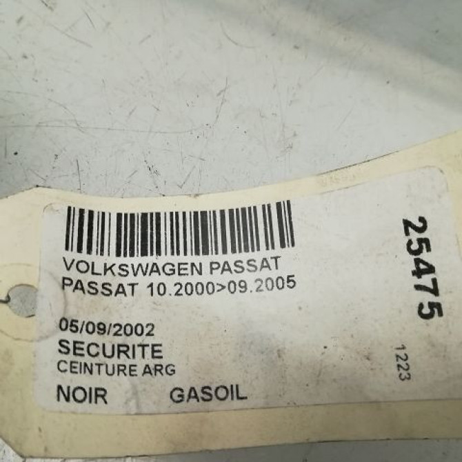 Ceinture arrière gauche occasion VOLKSWAGEN PASSAT IV Phase 2 10-2000->03-2005 2.5 TDI V6 150ch 3B5857805DPNA 5