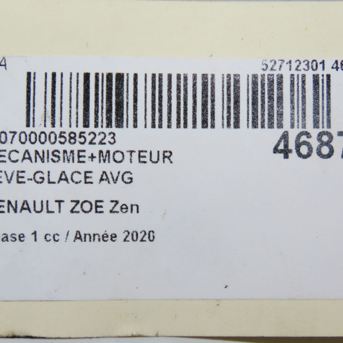 Mecanisme+moteur leve-glace avg occasion RENAULT ZOE Phase 1 10-2012->... Zen 807211245R 6