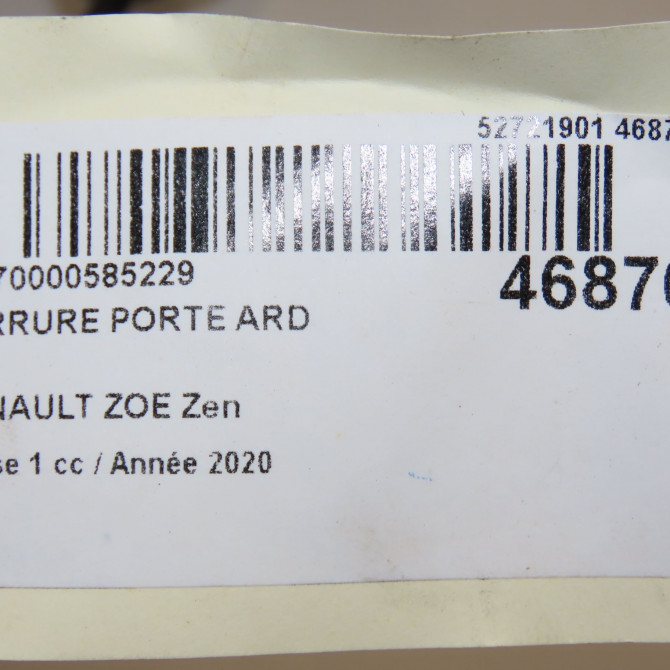 Serrure porte ard occasion RENAULT ZOE Phase 1 10-2012->... Zen 825029017R 7