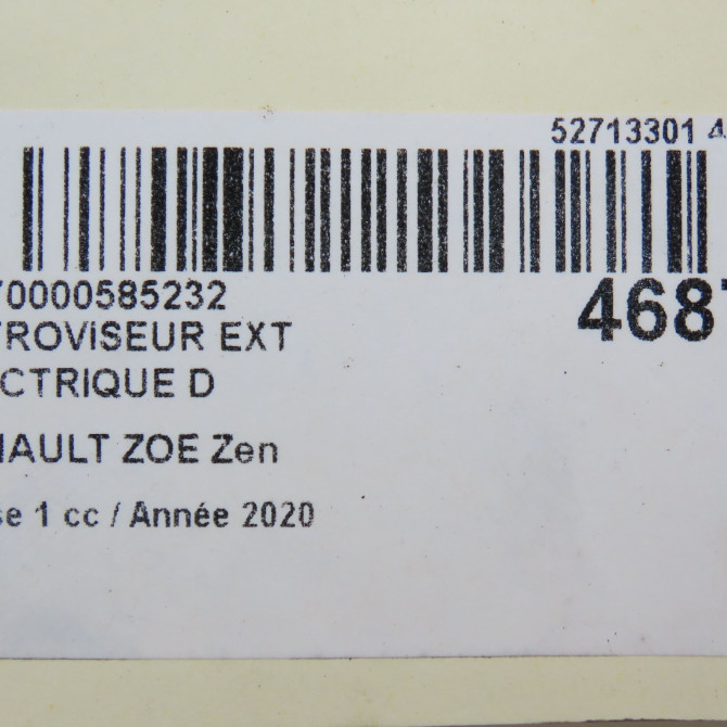 Retroviseur exterieur electrique droit occasion RENAULT ZOE Phase 1 10-2012->... Zen 963017272R 6