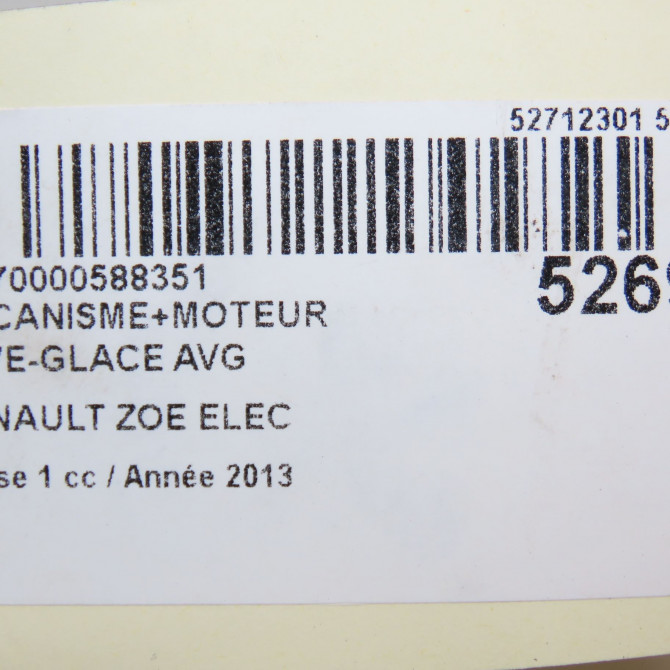 Mecanisme+moteur leve-glace avg occasion RENAULT ZOE Phase 1 10-2012->... ELEC 807211245R 7