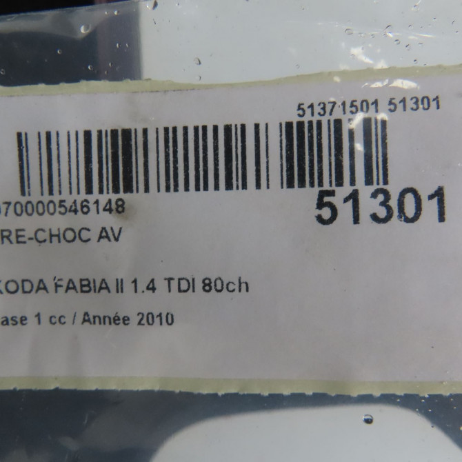 Pare-choc avant occasion SKODA FABIA II Phase 1 05-2007->03-2010 1.4 TDI 80ch 5J0807221 6