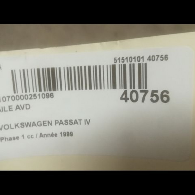 Aile avant gauche occasion VOLKSWAGEN PASSAT IV Phase 1 10-1996->10-2000 1.9 TDI 115ch 3B0821105C 2