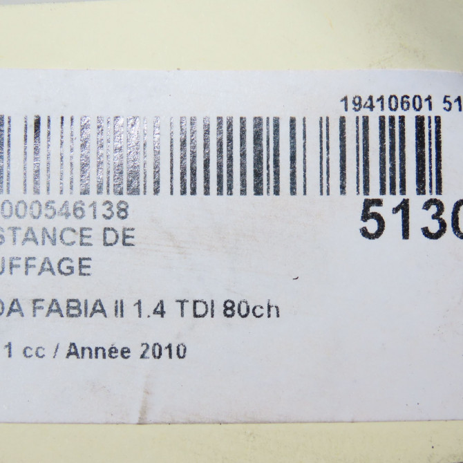 Resistance de chauffage occasion SKODA FABIA II Phase 1 05-2007->03-2010 1.4 TDI 80ch 4