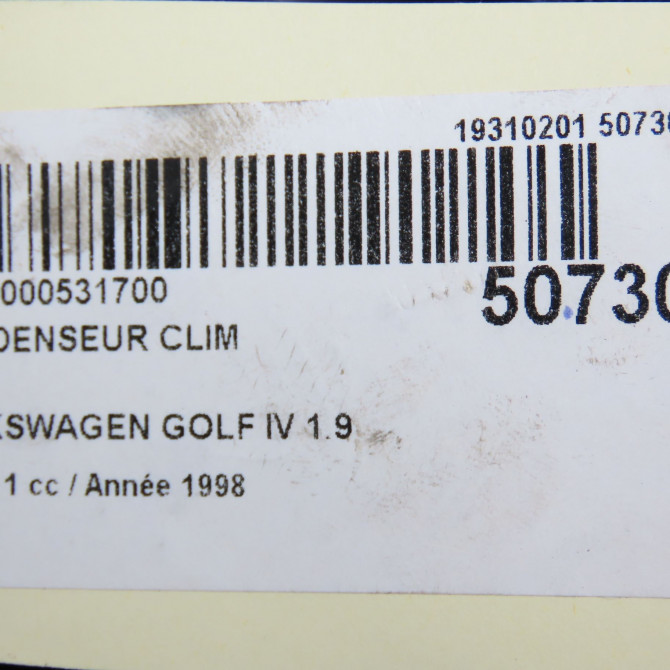 Condenseur clim occasion VOLKSWAGEN GOLF IV GOLF IV Phase 1 1998-01-01->2005-06-30 1.9 TDI 90ch 1J0820413N 4
