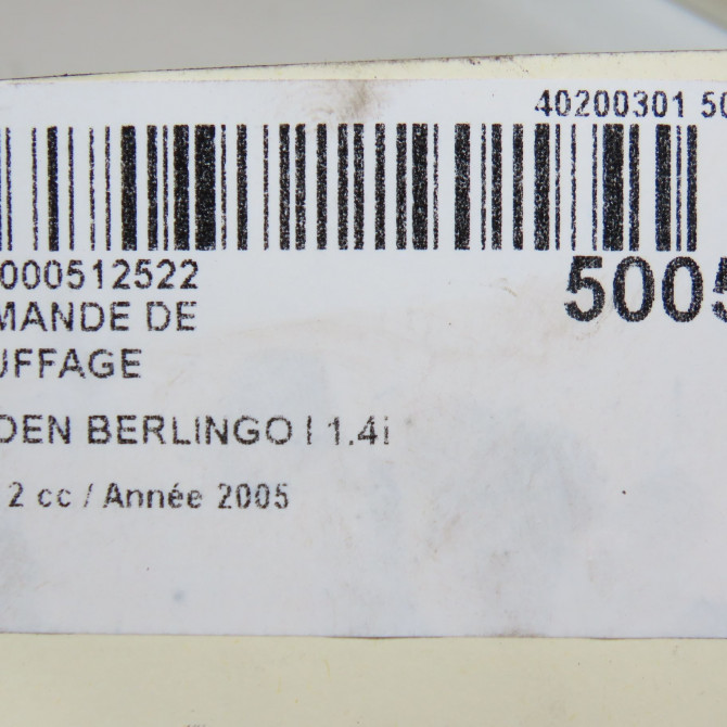 Commande de chauffage occasion CITROEN BERLINGO I Phase 2 11-2002->10-2010 1.4i 6451NN 6