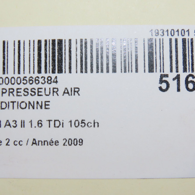 Compresseur air conditionne occasion AUDI A3 II Phase 2 06-2008->07-2012 1.6 TDi 105ch 1K0820808F 8
