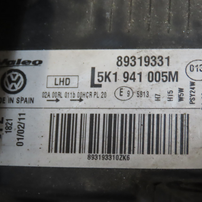 Phare gauche occasion VOLKSWAGEN GOLF VI Phase 1 10-2008->04-2013 1.6 TDI 105ch 4