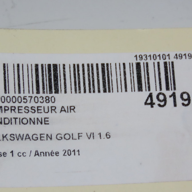 Compresseur air conditionne occasion VOLKSWAGEN GOLF VI Phase 1 10-2008->04-2013 1.6 TDI 105ch 7