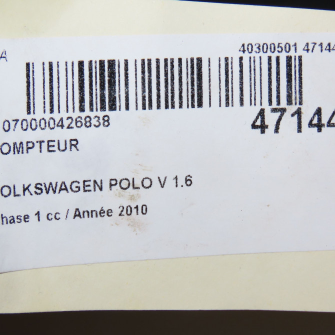 Compteur occasion VOLKSWAGEN POLO V POLO V Phase 1 2009-09-01->2014-05-31 1.6 TDI 90ch 6R0920861F 6