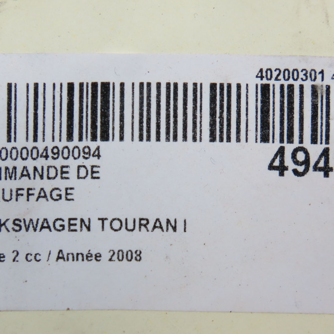Commande de chauffage occasion VOLKSWAGEN TOURAN I Phase 2 11-2006->09-2010 2.0TDi 16v 140ch 1K0907044CT 5
