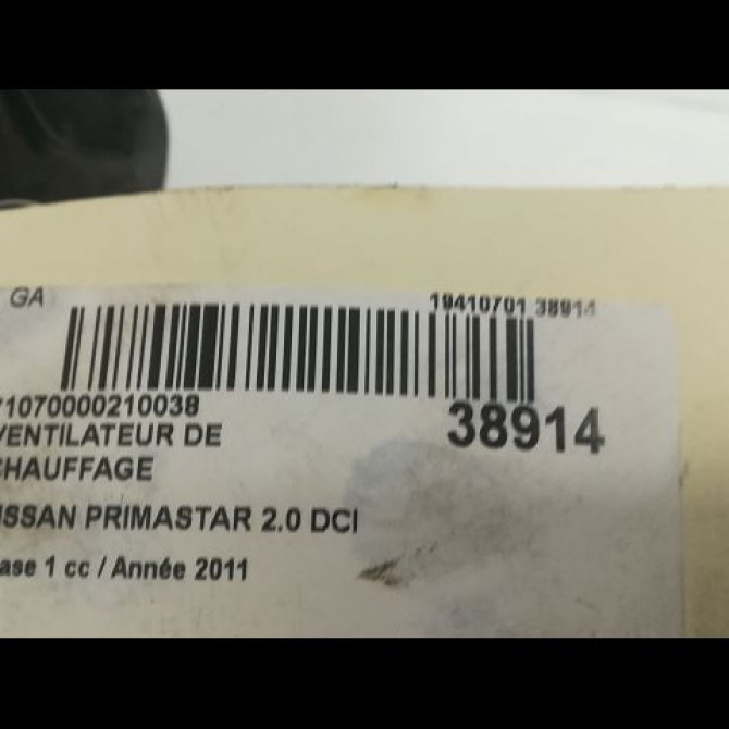 Ventilateur de chauffage occasion NISSAN PRIMASTAR phase 1 08-2006->... 2.0 DCI 115ch 2761400QAC 3