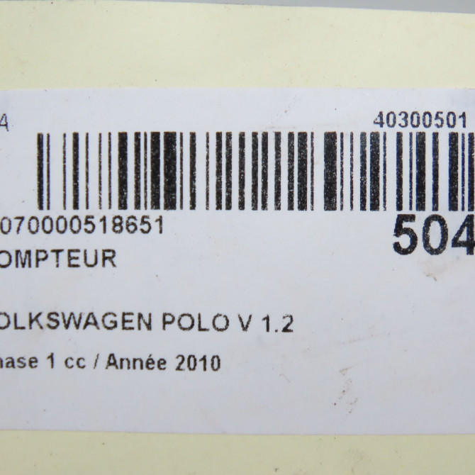 Compteur occasion VOLKSWAGEN POLO V POLO V Phase 1 2009-09-01->2014-05-31 1.2 TDI 75ch 6R0920861E 6