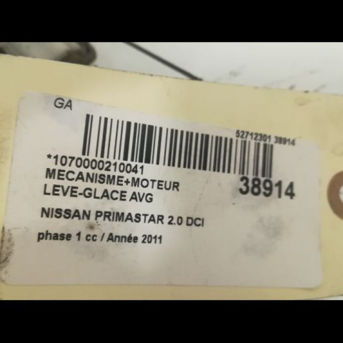 Mecanisme+moteur leve-glace avg occasion NISSAN PRIMASTAR phase 1 08-2006->... 2.0 DCI 115ch 8070100QAL 3