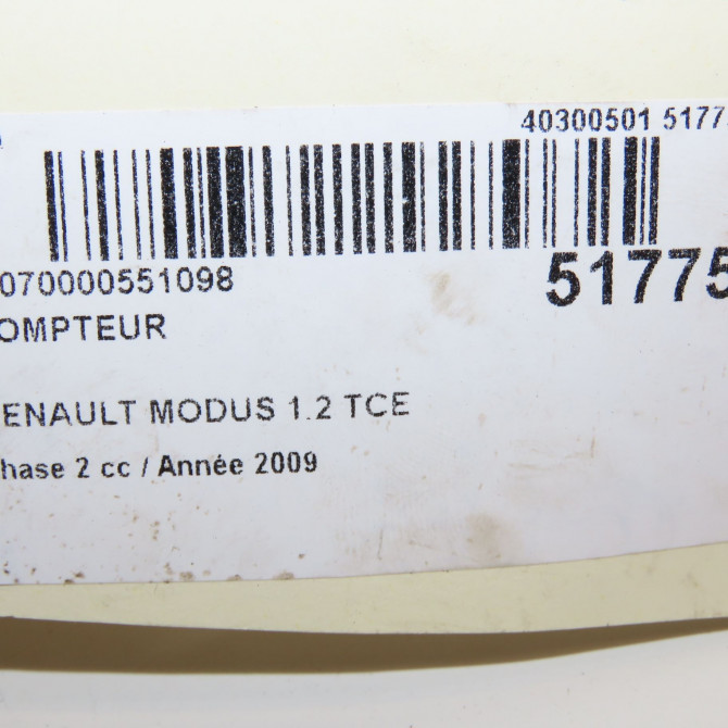 Compteur occasion RENAULT MODUS Phase 2 01-2008->12-2012 1.2 TCE 16v 100ch 8200668077 5