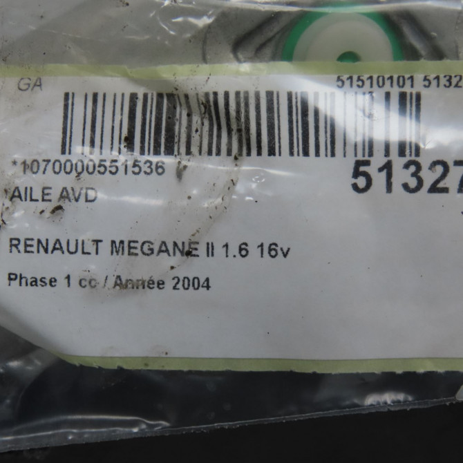 Aile avant droite occasion RENAULT MEGANE II Phase 1 09-2003->12-2005 1.6 16v 7701477187 4