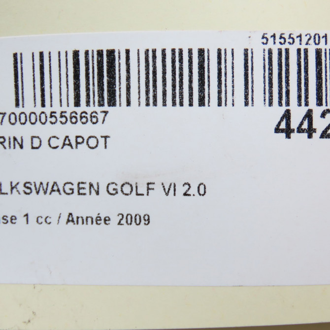 Verin d capot occasion VOLKSWAGEN GOLF VI Phase 1 10-2008->04-2013 2.0 TDI 110ch 5K0823359C 4