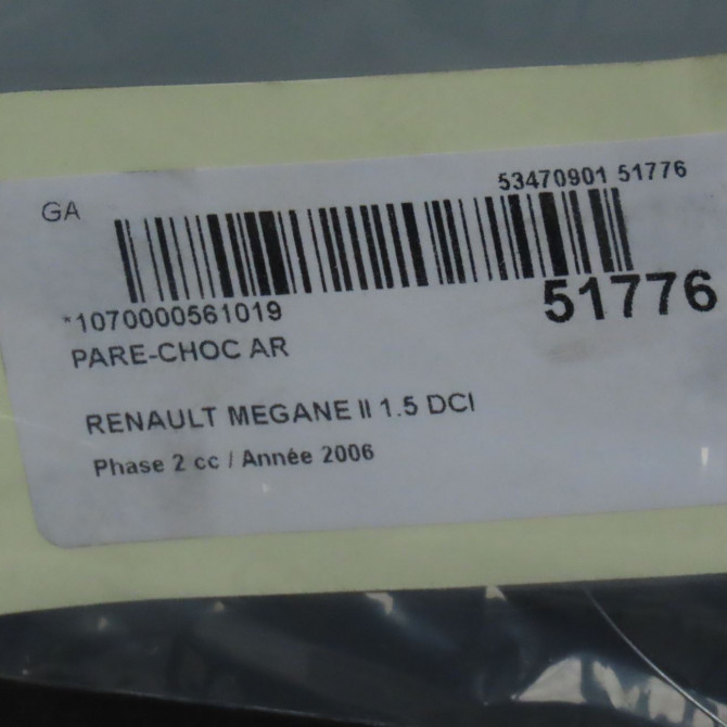 Pare-choc arrière occasion RENAULT MEGANE II Phase 2 01-2006->06-2009 1.5 DCI 85ch 850108566R 7