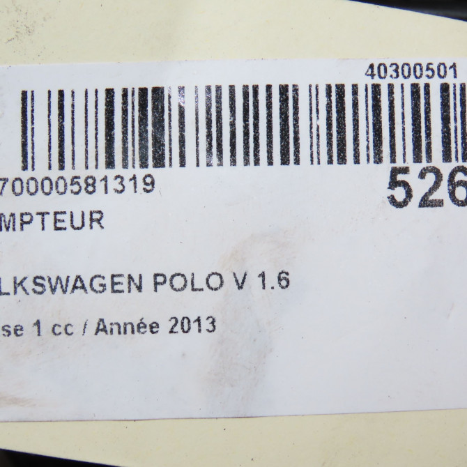 Compteur occasion VOLKSWAGEN POLO V POLO V Phase 1 2009-09-01->2014-05-31 1.6 TDI 90 6R0920861M 6