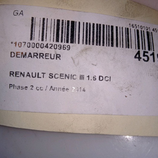 Démarreur occasion RENAULT SCENIC III Phase 2 12-2011->03-2013 1.6 DCI 130ch 233009590R 5