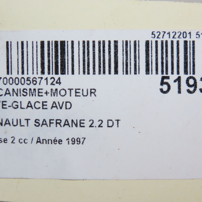 Mecanisme + moteur lève-glace avant droit occasion RENAULT SAFRANE Phase 2 09-1996->08-2000 2.2 DT 7700809802 6