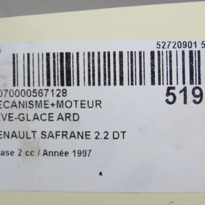 Mecanisme+moteur leve-glace ard occasion RENAULT SAFRANE Phase 2 09-1996->08-2000 2.2 DT 7700809800 6