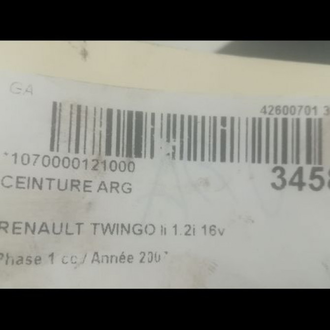 Ceinture arrière gauche occasion RENAULT TWINGO II Phase 1 06-2007->11-2011 1.2i 16v 75ch 8200813033 4