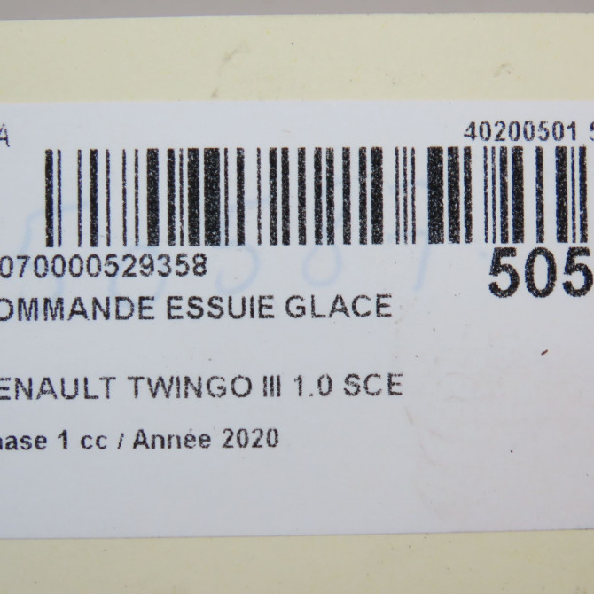 Commande essuie glace occasion RENAULT TWINGO III Phase 1 06-2014->... 1.0 SCE 12v 70ch 252604496R 6
