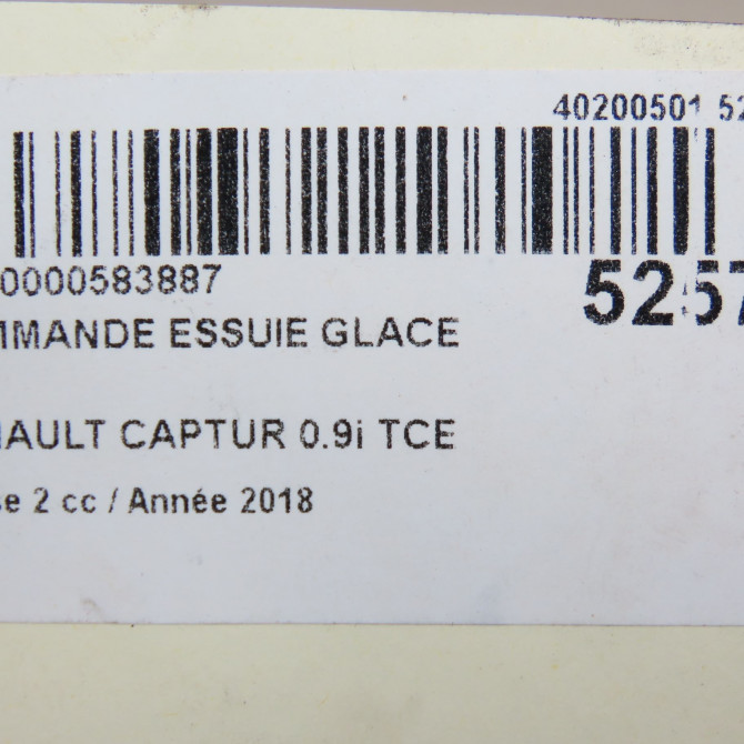 Commande essuie glace occasion RENAULT CAPTUR Phase 1 04-1995->04-1999 0.9i TCE 90ch 252605466R 6