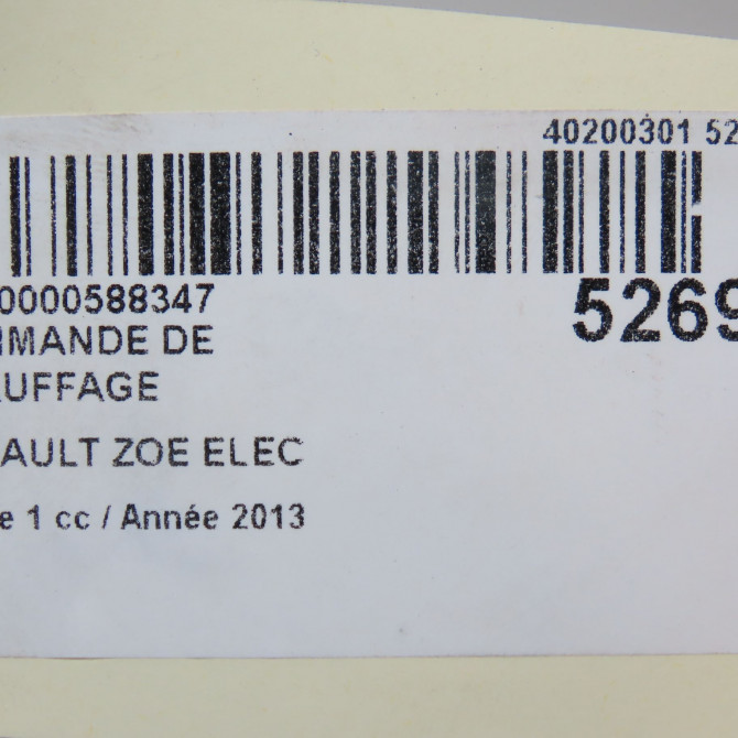 Commande de chauffage occasion RENAULT ZOE Phase 1 10-2012->... ELEC 275107386R 6