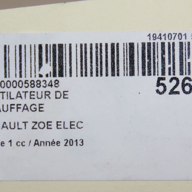 Ventilateur de chauffage occasion RENAULT ZOE Phase 1 10-2012->... ELEC 272103334R 7