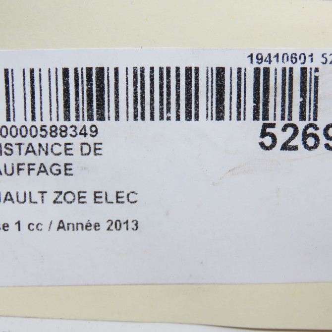 Resistance de chauffage occasion RENAULT ZOE Phase 1 10-2012->... ELEC 271432751R 5