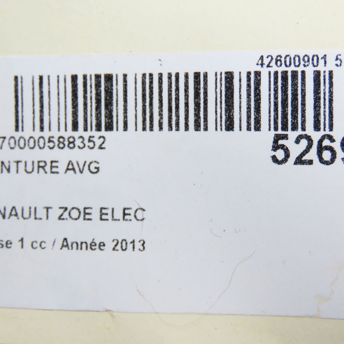 Ceinture avant gauche occasion RENAULT ZOE Phase 1 10-2012->... ELEC 868852607R 6