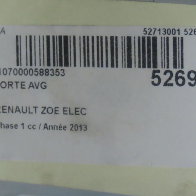 Porte avant gauche occasion RENAULT ZOE Phase 1 10-2012->... ELEC 801011691R 5