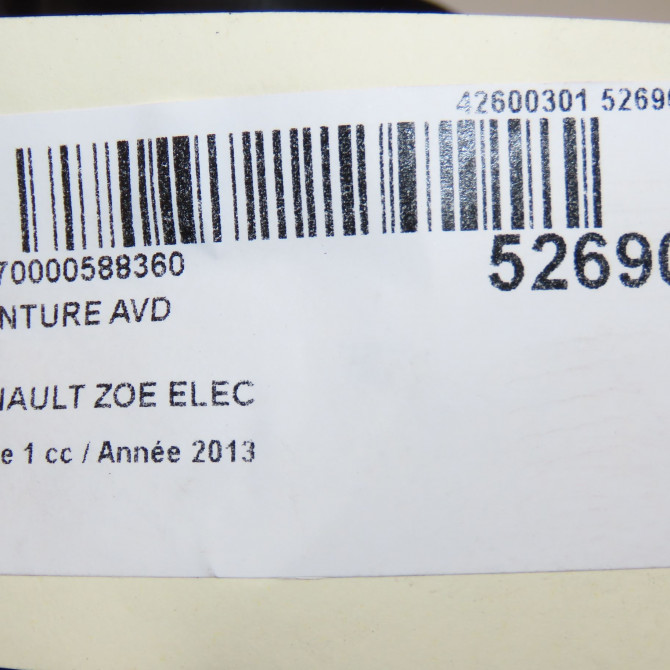 Ceinture avant droite occasion RENAULT ZOE Phase 1 10-2012->... ELEC 868847284R 7