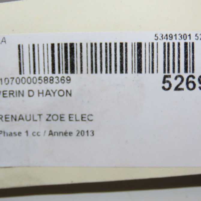 Verin droit hayon occasion RENAULT ZOE Phase 1 10-2012->... ELEC 904502915R 3